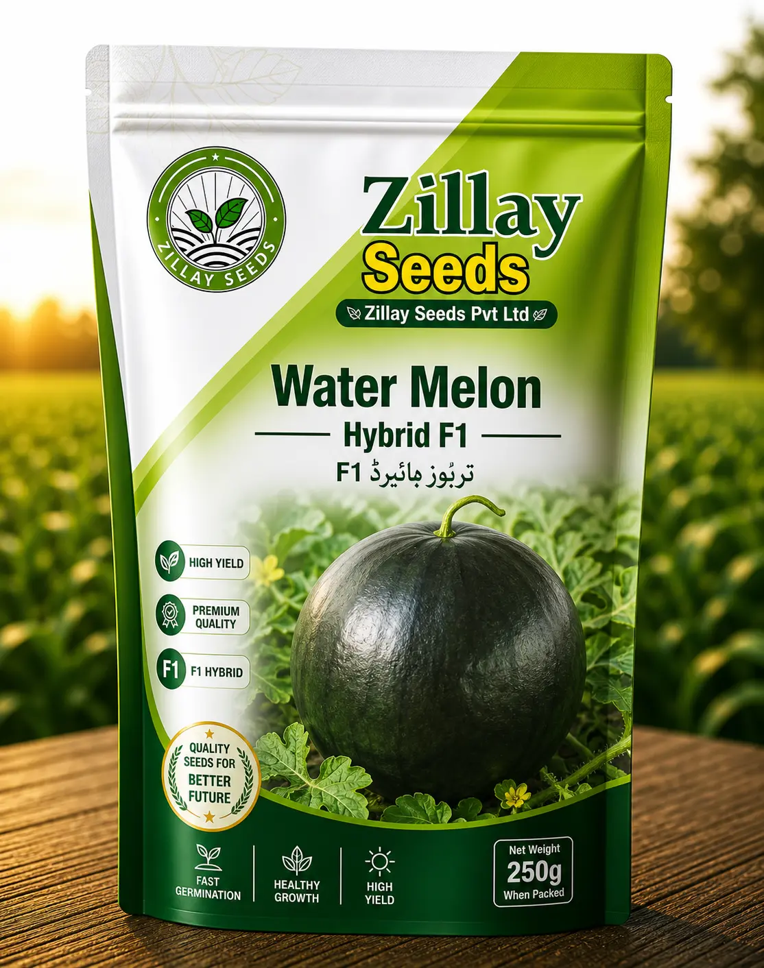 Hybrid WaterMelon Seeds F1 — vegetable seed packet by Zillay Seeds, Pakistan